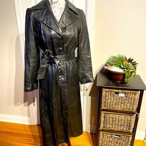 Vintage Leather Trench Matrix Whimsgoth Belt Coastal Steampunk Moto Rock Rave